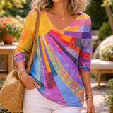 Maja | Vintage Krāsains Patchwork T-krekls