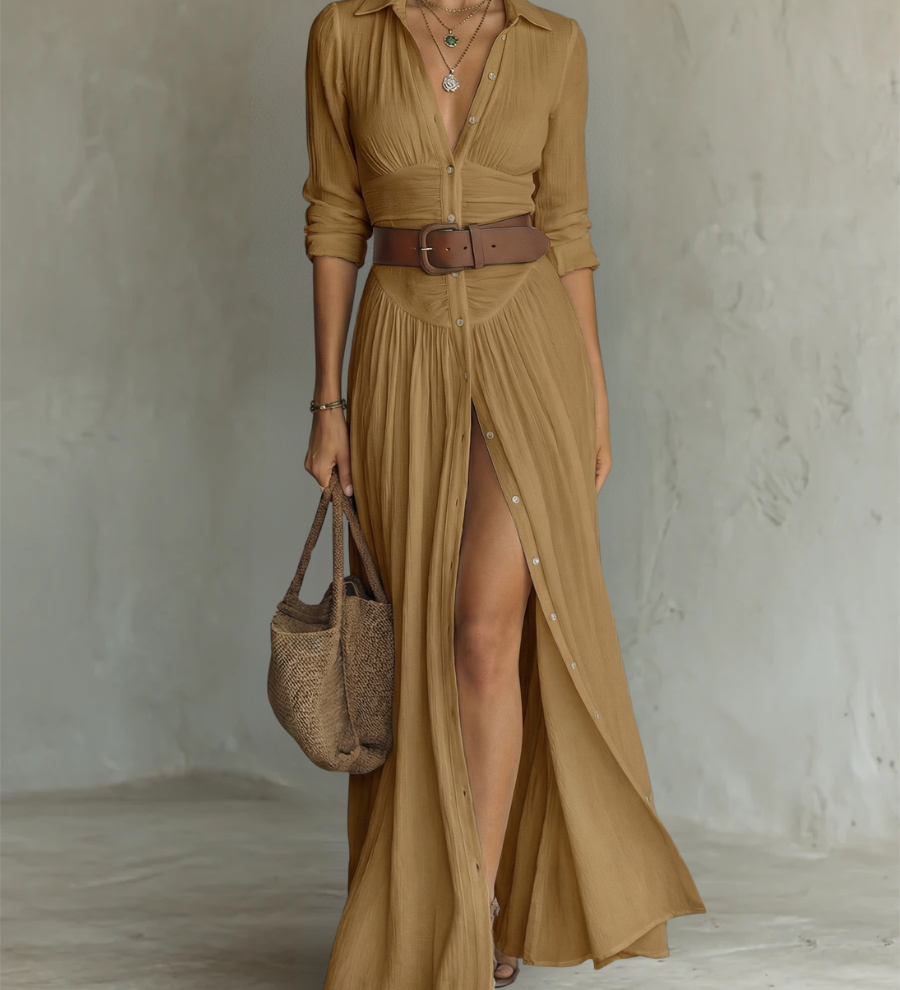 Suzanne | Maksikleid ar apmales apkakli