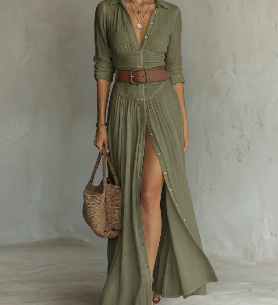 Suzanne | Maksikleid ar apmales apkakli