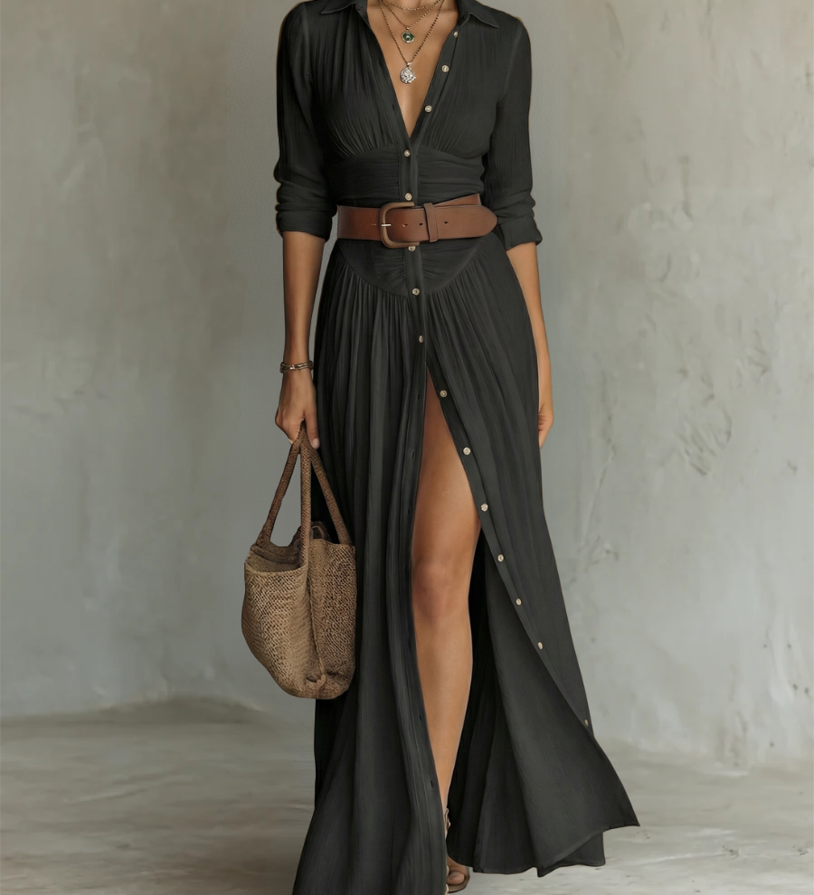 Suzanne | Maksikleid ar apmales apkakli
