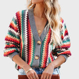 Kaisa | Retro adīts veste ar svītrainu rakstu