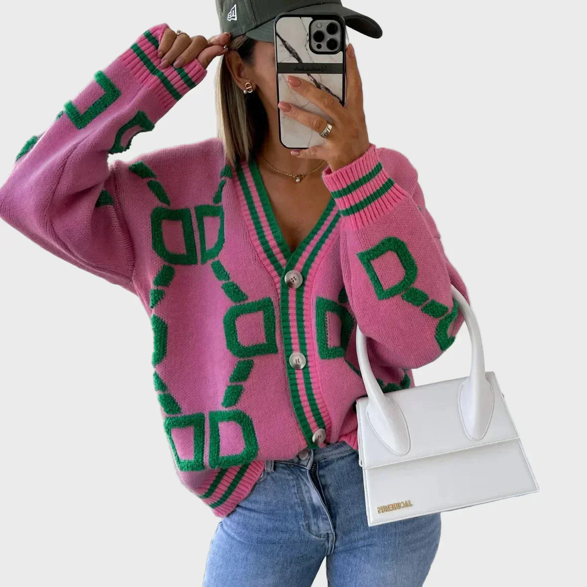 Signe | Moderns adīts veste ģeometriskā rakstā