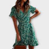 Dalila | Īsa boho kleita zaļā krāsā