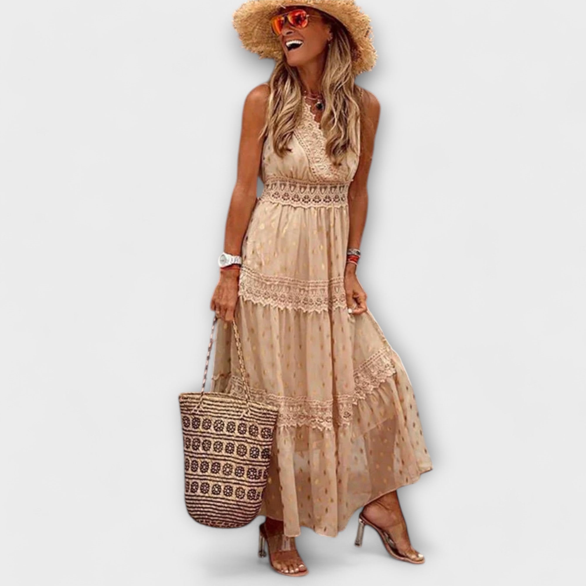 Lola | Boho mežģīņu maxi kleita